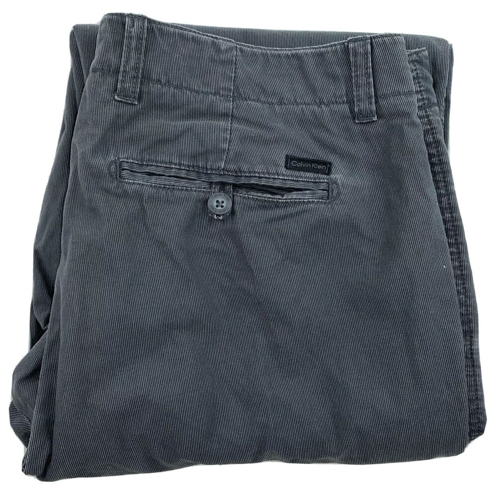 CALVIN KLEIN MENS 33X32 GRAY SUPER SOFT COTTON STRAIGHT FIT 5-POCKET CHINO PANTS